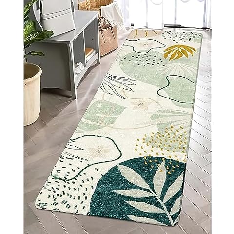 Lahome Green Botanical Runner Rug Cover