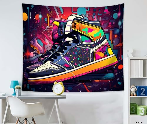 Qghot Basketball Tapestry Cool Sneaker Poster Basketball Shoes Tapestry Wall Hanging Sport Sneakerhead Backdrop Sneaker Head Party Decoration For Teen Boys Girls Room Bedroom Drom Decor 60X50In thumb #6