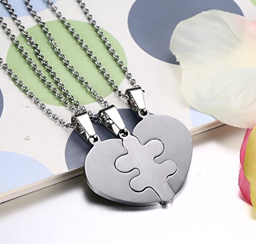 Huanian Best Friends Forever Three Part Necklace, Friendship Necklace With The Beautiful Gift Bag, 19.7" Chain #TOP4