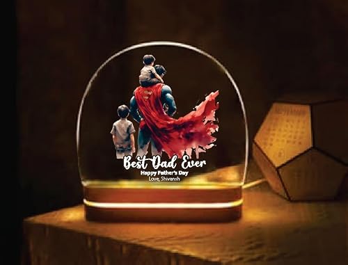 THE GRANDEUR Personalized Fathers Day LED Night Lamp, Mobile App Controlled, Multi-Colour, 20 x 15 cm, Superhero Theme, Design 5