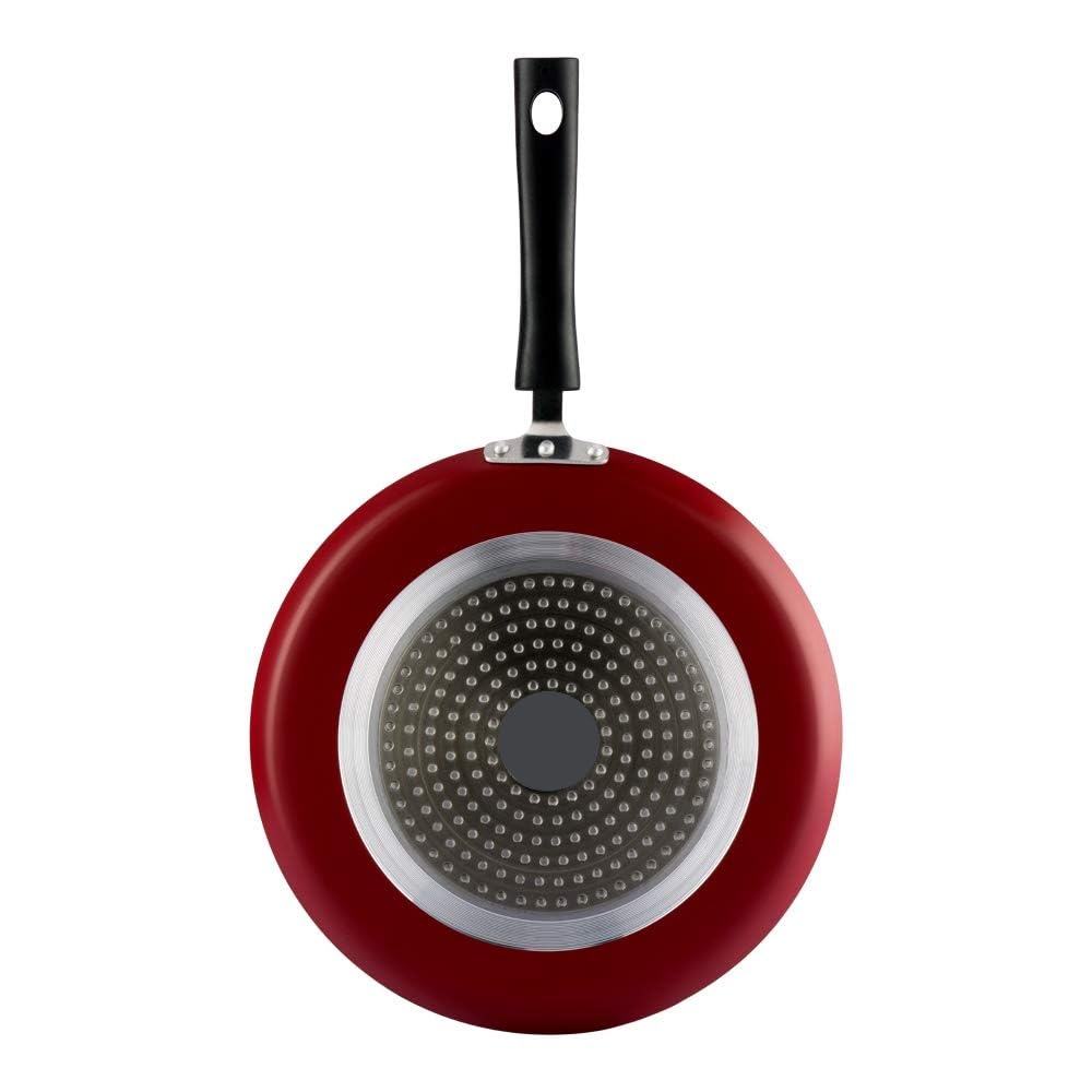 Optimal Products NonStick Induction Metal Concave Dosa Roti Naan Tawa Red Black 4mm Thick Fry Pan Crepe Pancake (28cm Dosa Tawa Induction)