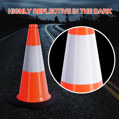 Image of BESEA 4 Pack 18 Inch Traffic Cones with Weighted Black Base