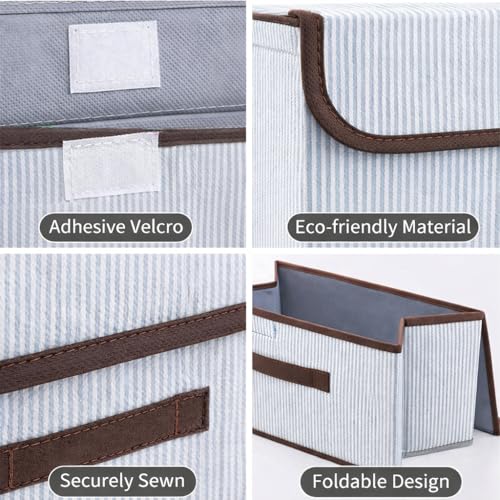 Image of DecorTwist Foldable Storage Box with Lid | Set of 3 (1 Large + 2 Small) | Non-Woven Fabric Wardrobe Organiser for Clothes, Toys, Blankets & Books | Collapsible Closet Shelf Organizer | Grey