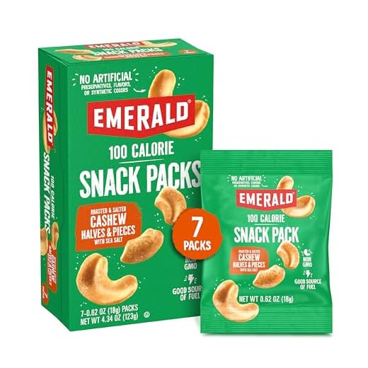 Emerald Nuts, Cashews Roasted & Salted, 100 Calorie Packs, 7 Ct, 4.34 Oz