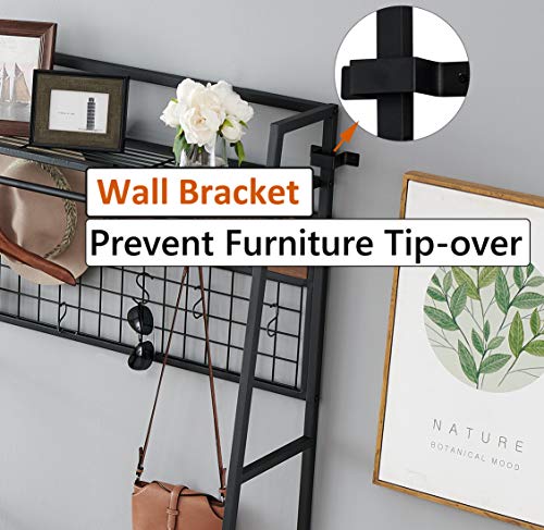 O&K Furniture 5-In-1 Hall Trees With Bench And Coat Rack, Entryway Organizer Hall Tree With Storage Bench, Mudroom Bench With Storage And Hooks, Brown Finish #TOP7