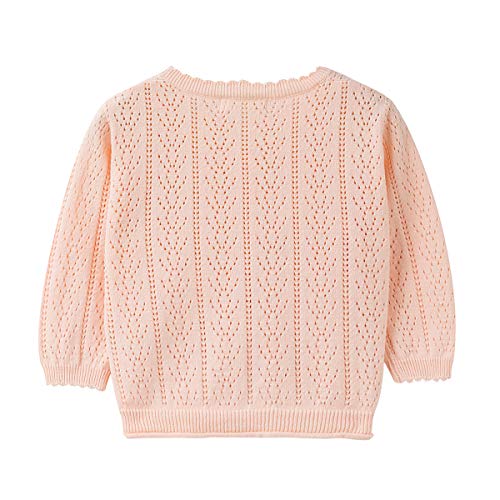 Image of Simplee kids Baby Girl Thin Sweater Solid White Pink Cardigans for Toddler 0-3Years