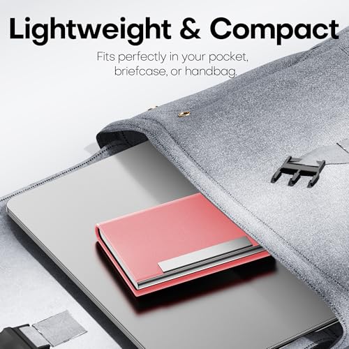 image for Padike Business Card Holder, Professional PU Leather & Stainless Steel