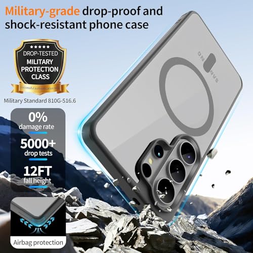 Image of DIZORO Compatible with Samsung S26 Ultra Case,Compatible with MagSafe, Non Yellow Military-Grade Drop Protection & Hard PC Back Cover Slim Transparent Anti-Scratch Shockproof Phone Case (Titanium)