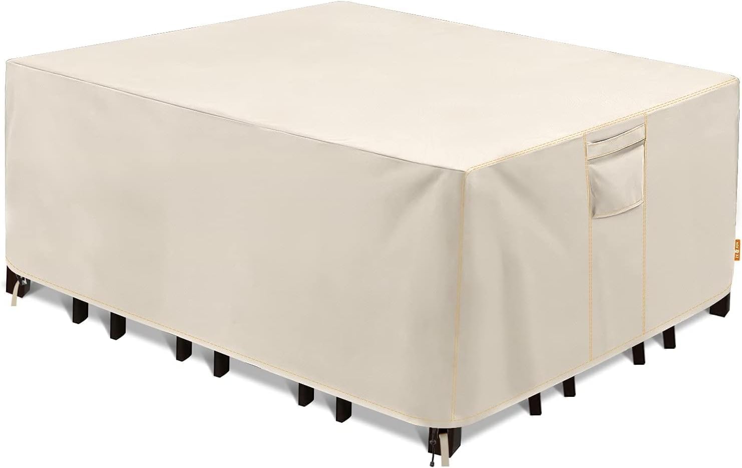 Patio Furniture Covers, 100% Waterproof Patio Table Cover, 420D Heavy Duty Oxford Cloth Outdoor Table Cover, with Handles, Vents and Buckles (Beige, 242*162*100cm)