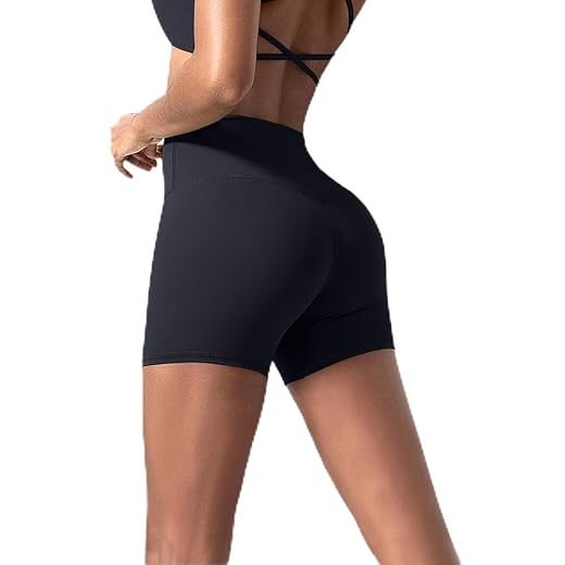 Shorts femininos de treino de cintura alta - sem costura frontal, elastano macio, para ioga e corrida