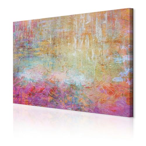 decomonkey Bilder Abstrakt 120x80 cm 1 Teilig Leinwandbilder Bild auf Leinwand Vlies Wandbild Kunstdruck Wanddeko Wand Wohnzimmer Wanddekoration Deko Modern Textur wie gemalt rosa beige
