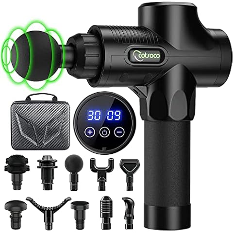 Massage Gun for Back, Neck and Shoulder, Quiet Electric Massager with 10 Massage Heads and 30 Speeds, Muscle Vibration Massager for Deep Tissue… Cover