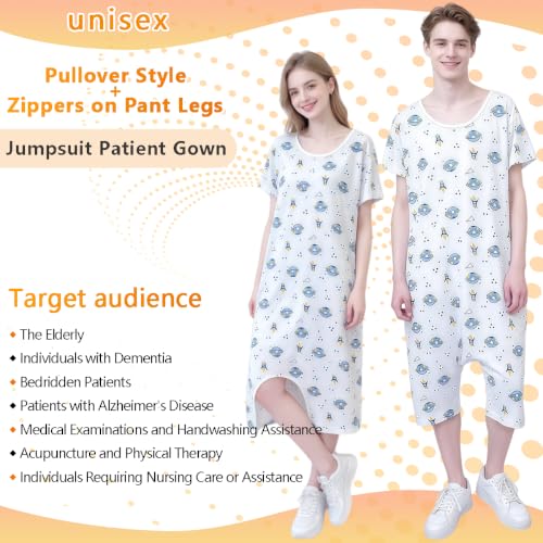 Image of Unisex Anti-Strip Adaptive Jumpsuit with Back-Zipper,One-piece Short-sleeved Trousers,Suitable for Seniors,Dementia Patient,Alzheimer's Patients,Incontinence Care