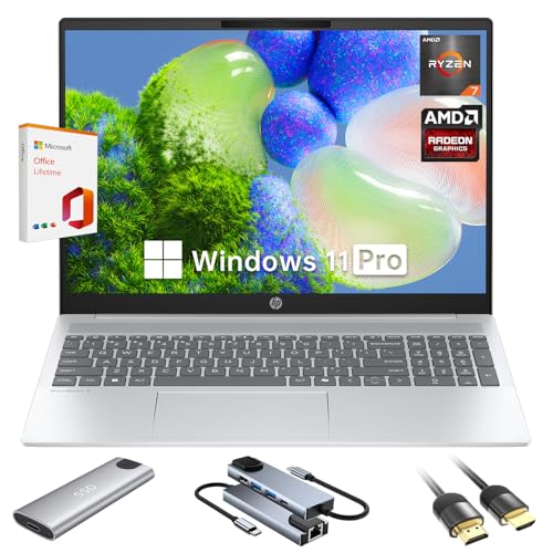 HP Omnibook 5 AI Laptop,16' 2K (1920 x 1200) Laptop PC,Next Gen AI PC AMD Ryzen AI 7 350(NPU 50 Tops),16GB RAM,2TB SSD Laptops for Business, College, School, Photo Editing,Lifetime Office,Win 11 Pro