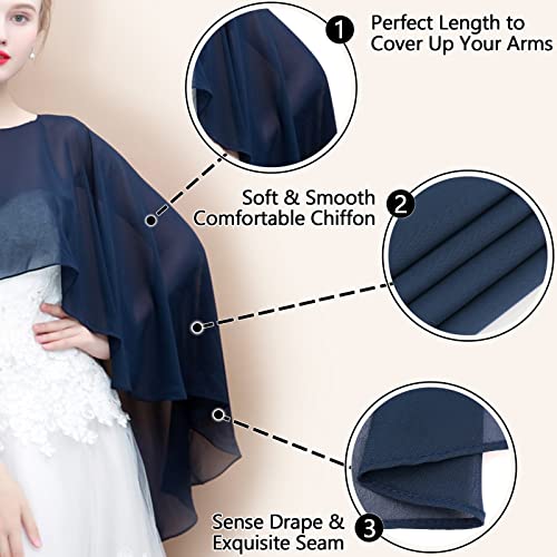 Ladiery Sheer Chiffon Capes Weiche Capelets für Frauen, leichte Tücher und Wraps für Abendpartykleider