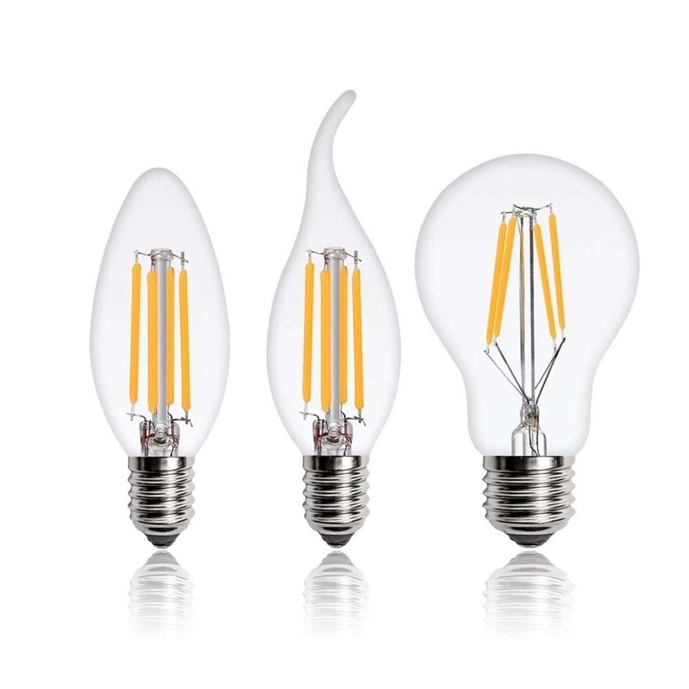 JiuRui LED Lampadine, 10 pz/lotto LED Edison Lampadina E14/E27 Ha Condotto La Lampada AC220V Vintage A Lume di Candela Retro Lampade A LED Lampadina(Warm White A60,6 LED)