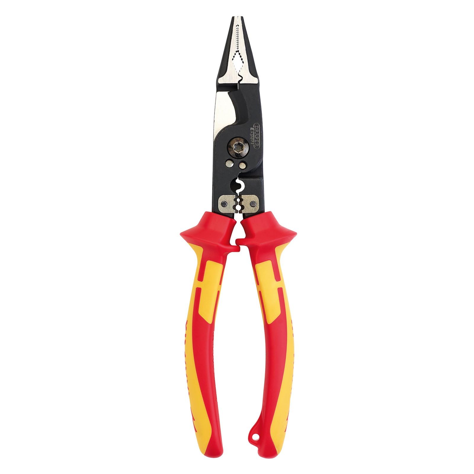 Draper 94605 XP1000 VDE Tethered 8-in-1 Electricians Pliers, 215mm, Red and Yellow - Image 2