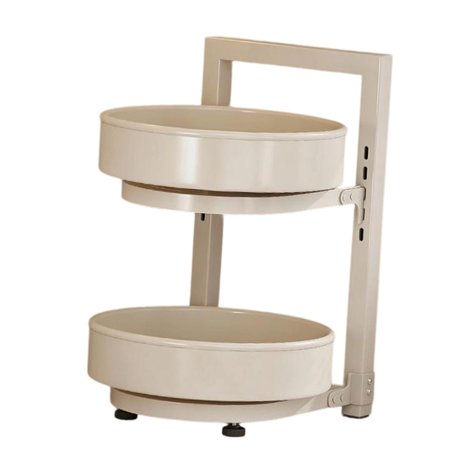Portaspezie Organizer Ripiano Cucina Scaffale Contenitore Ferro Resistente Vassoi Portaoggetti Accessori Adatto per Cucina Sala da Pranzo, Bianco, 2 Strati