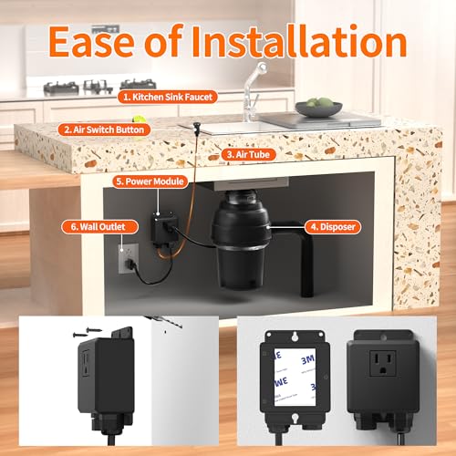Image of Joinfworld Garbage Disposal Air Switch Kit Waterproof Garbage Disposal Button Kit with Long Garbage Disposal Switch Oil Rubbed Bronze - UL Listed