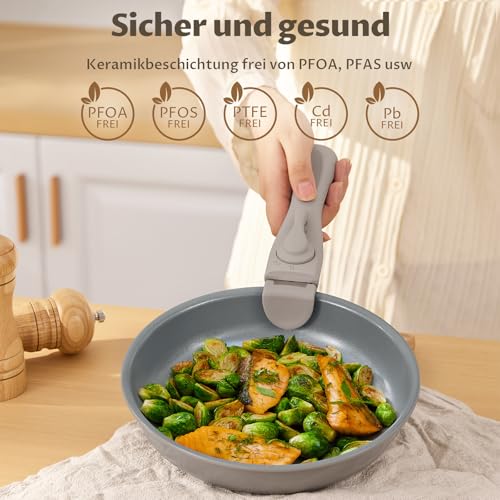 BEZIA Pots and Pans Set with Healthy Ceramic Coating, Pan Set with Removable Handles, Induction Pan Set - Image 4