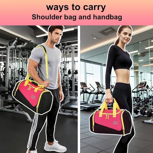 Image of Urbanstand Gym Bag for Men & Women - 30L Duffel Bag with Shoe Compartment, Weekender Water Resistant Sports Duffle Bag for Travel, Fitness & Workouts, Pink Yellow