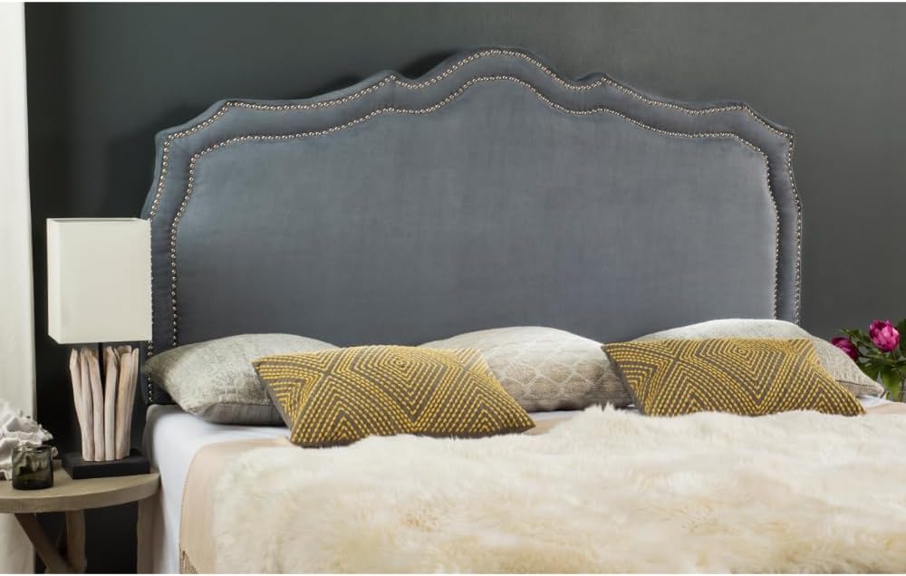 Safavieh Mercer Collection Skyler Grey Silver Nailhead Headboard (Twin)