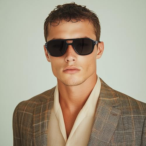 Retro Aviator Sunglasses for Men Women,Trendy Rectangle Womens Mens Polarized Shades Sun Glasses2