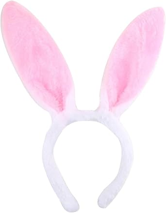 Bunny Ear Headbands Pink Bunny Rabbit Ear Plush Hair Bands Cute Ears Fuzzy Hair Hoop Hair Accessories Easter Party Masquerade Animal Theme Hairband Decoration Hair Clasp Hairpin Headwear Gift 1Pcs