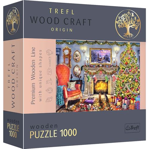 Trefl-1000 Elementos, Wood Craft, 100 Figuras navideñas, Rompecabezas Moderno de Primera Calidad,...