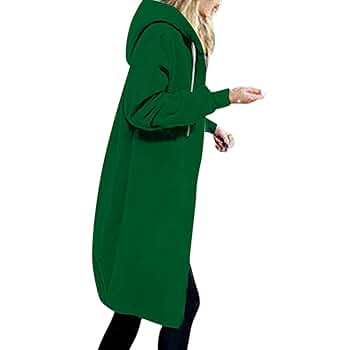 トップス S w zip hoodie long JGGSPWM Knee Length Full Zip Hoodie High Collar Casual