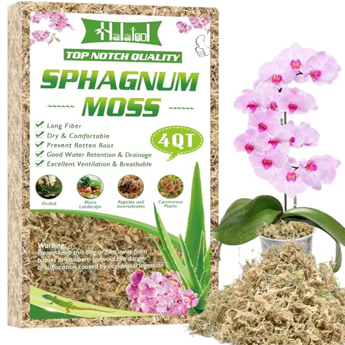 Halatool 3.6OZ Premium Sphagnum Moss for Indoor Plants, 4 QT Orchid Moss Potting Mix - Natural...