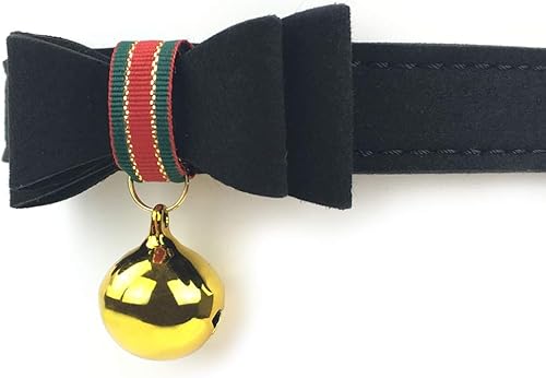 Miniatura 4 de Collar con colgante de campana, collar de terciopelo con lazo para gatito. Collar para gato Lolita., campana, Z1