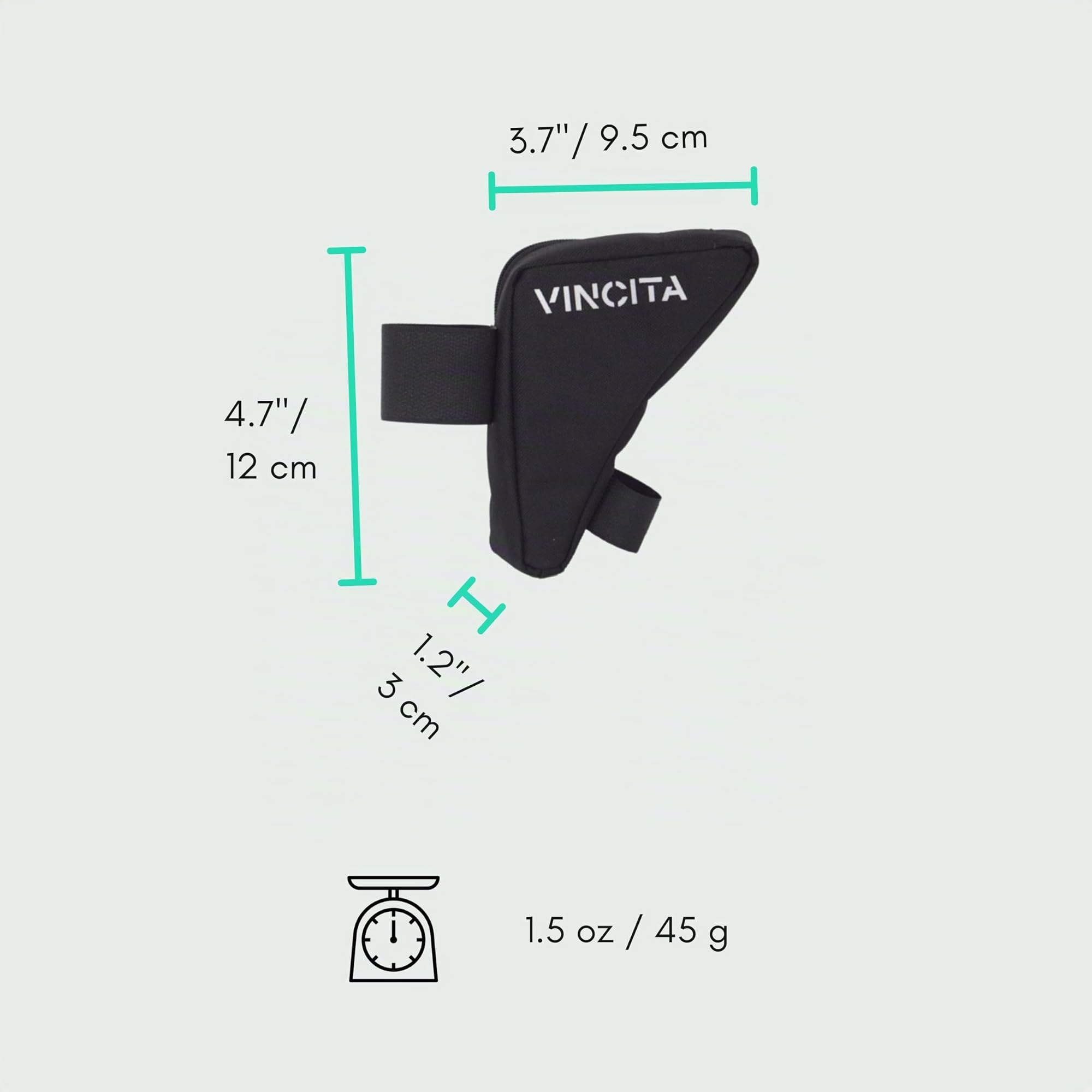 Vincita Boomerang Bag 3.0 Sac de cadre de vélo pliable Brompton Accessoire de vélo avec sangles antidérapantes, système amovible et poche intérieure en maille (noir)