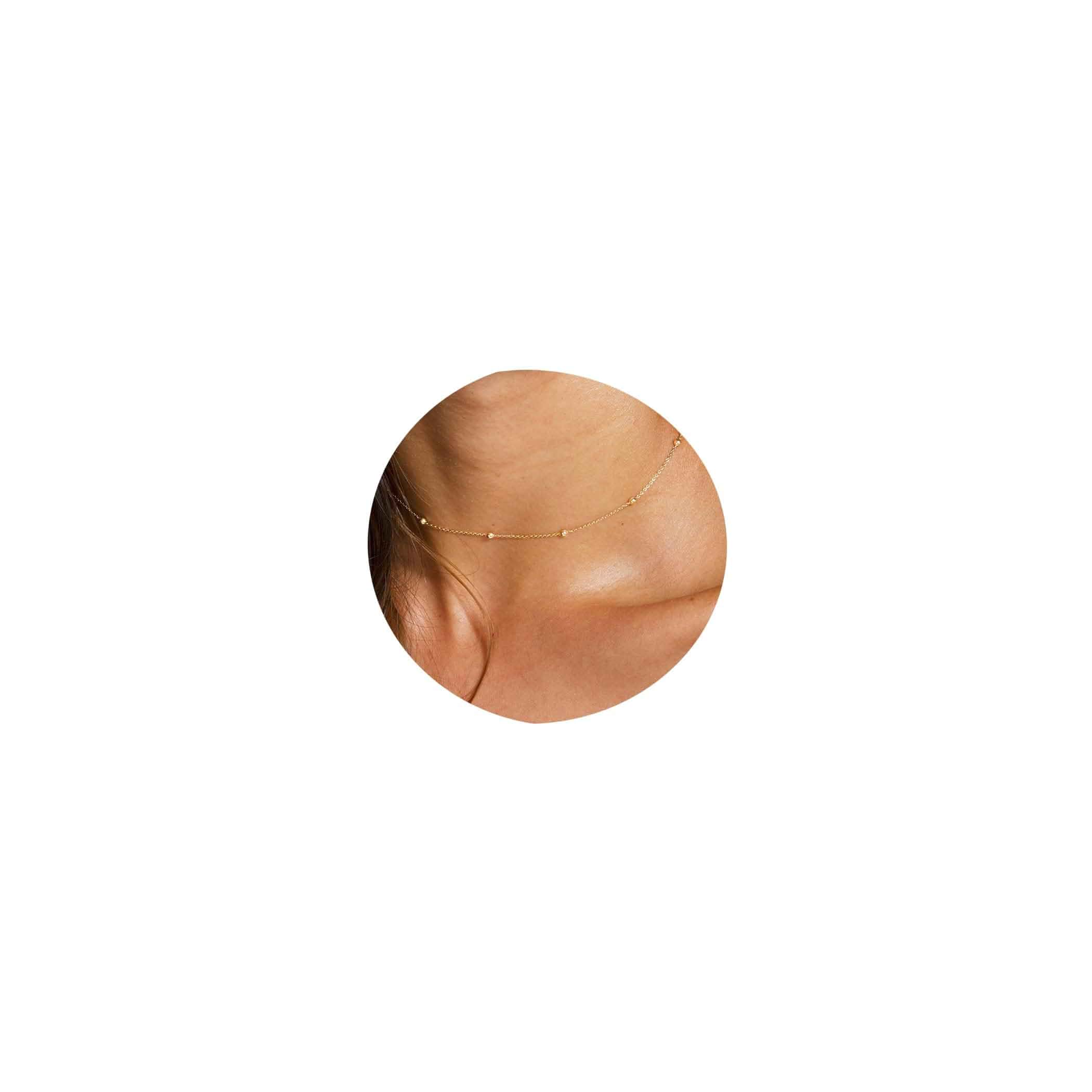 Tewiky Gold Chain Necklace for Women, Thin Beaded Wave Box Necklace 14k Gold Plated Necklace,Dainty Simple Layered Choker Minimalist Link Chain Necklace,Trendy Jewelry for Women
