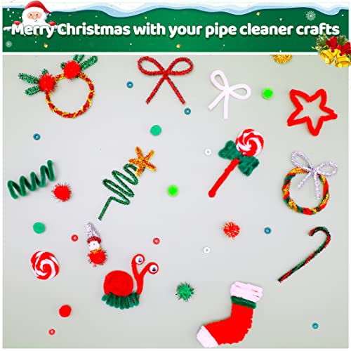 Image of IOOLEEM 200pcs Christmas Green Pipe Cleaners Bulk for Crafts | Chenille Stems for DIY Flower Making & Festival Decor & Party Projects, Pipe Cleaner Crafts, Art and Craft Supplies