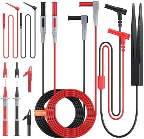 Proster Multimeter Leads Kit 9 in 1 Test Leads with Alligator Clips Test Leads Test Hook Test Lead Tweezers Electric Tester Leads for Multimeter Tester