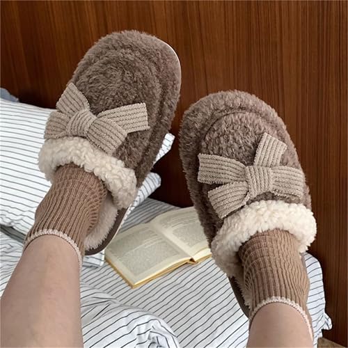 Bow slippers Plush cotton slippers Cotton slippers for men and women at home Warm cotton slippers Cotton slippers2
