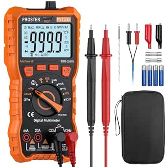 Proster Digital Multimeter 6000 Counts TRMS Auto Range NCV Detector DC AC Voltage Current Meter Temperature Capacitance Resistance Diode Continuity Tester