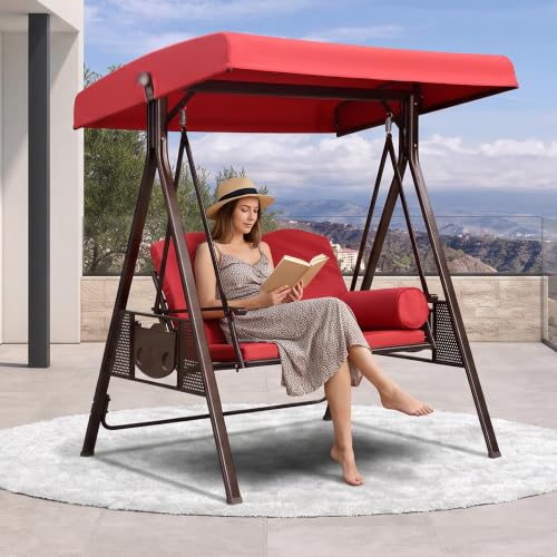 PURPLE LEAF Outdoor Swings for Adults Durable Aluminum Frame Porch Swing