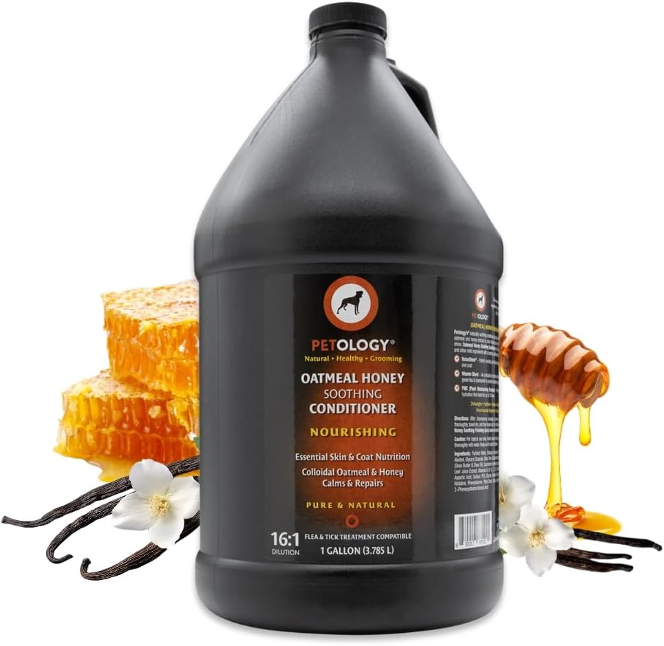 Oatmeal Honey Soothing Dog Conditioner, Gallon - Colloidal Oatmeal and Honey Infused, Eliminates Pet Odors, Moisturizes Dry Itchy Skin, Bulk Refill Size 128 oz
