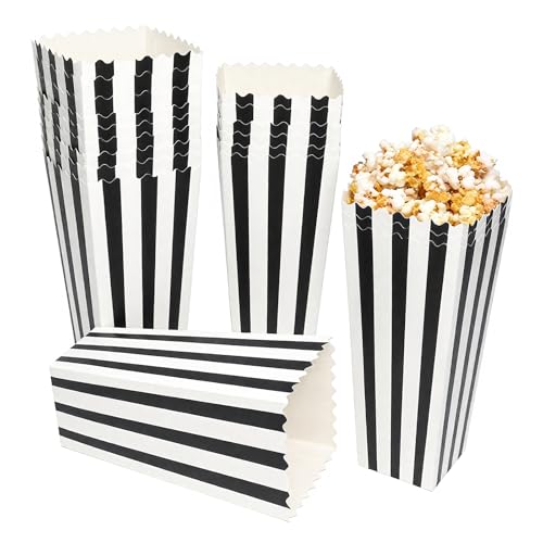 Pharamat 36 Pcs Black Paper Popcorn Boxes, Disposable Popcorn Containers for Party(7.79 x 3.74inch)