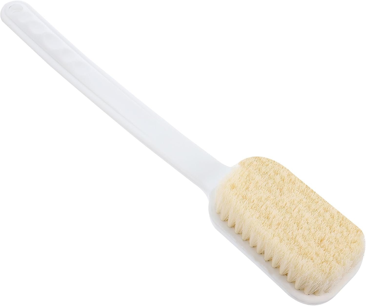 Long Handle Back Scrubber and Bath Body Brush with Soft Bristles, White Shower Exfoliating Brush for Wet Dry Use, Suitable for Elderly and Daily Bathing Care