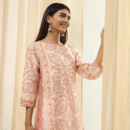 Image of BIBA Women Cotton Straight Fit Straight Printed Kurta