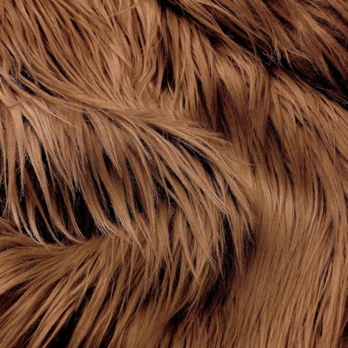Tatuo 10 x 10 Inch Brown Faux Fur Fabric Halloween Fluffy Fuzzy Craft Fake Fur Cuts Shaggy Synthetic Plush Patch Sewing DIY Winter Christmas Costume Gnome Beard Miniature Dolls Rugs Mat Gift