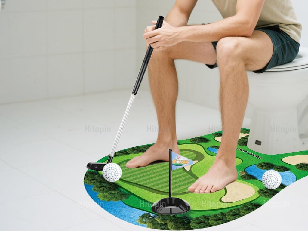 Toilet Golf Game, Mini Golf novità Mini Golf Set, Regalo da Uomo Mini Golf, Mini Golf Divertente per Il Bagno, Golf Toilet Game Golf Game Set, Regali per Uomo, papà, Marito, Fidanzato
