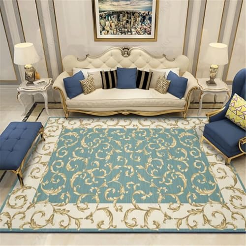 Chambre bébé moquette intérieure sublimée par un tapis bleu design
