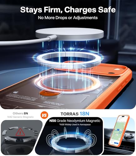 Image of TORRAS Ostand Q3 Spin Case for iPhone 17 Pro with 360 Rotatable Stand, 18N Magnetic Lock Back Cover, Military-Grade Shockproof Protection for Hands-Free Viewing Original Imported - Orange