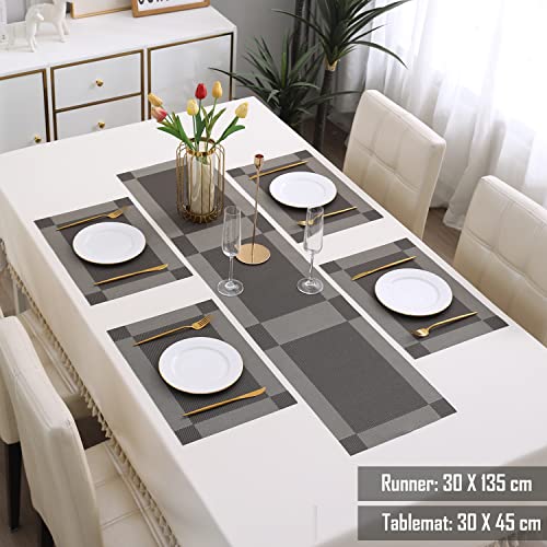 Image of HOKIPO Dining Table Placemats 4 Pieces with Runner (AR4230)
