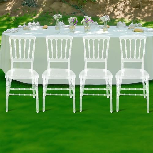 meiliwmlo Napoleon Lot de 4 chaises de salle à manger transparentes aspect bambou PC cristal capacité de charge 150 kg pour mariages, fêtes, événements 37 x 38,5 x...