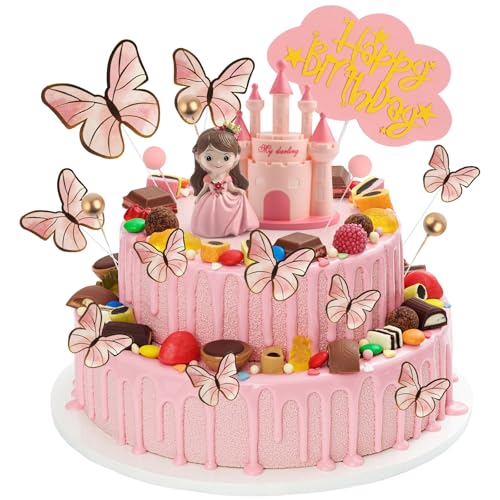 18PCS Cake Topper De Princesse Château, Figurine Gâteau, Décoration D'Anniversaire Thème Princesse Pour Fêtes